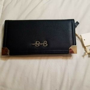 JESSICA SIMPSON Frankie Black Wallet w/Silver Acce